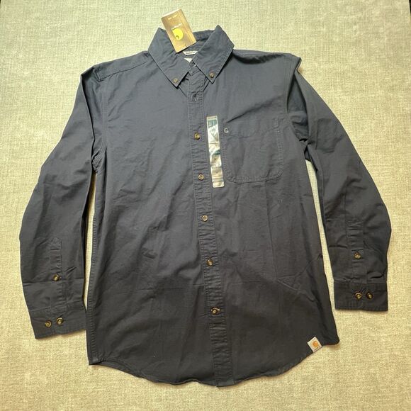 Carhartt Shirt Medium Blue Button Down Long Sleeve Work Casual 100085 Cotton - Picture 1 of 8